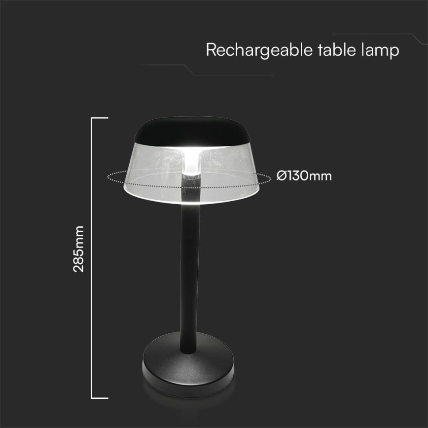 Lampe de table tactile rechargeable et à intensité variable LED/3W/5V 3000-6000K 1800 mAh noir
