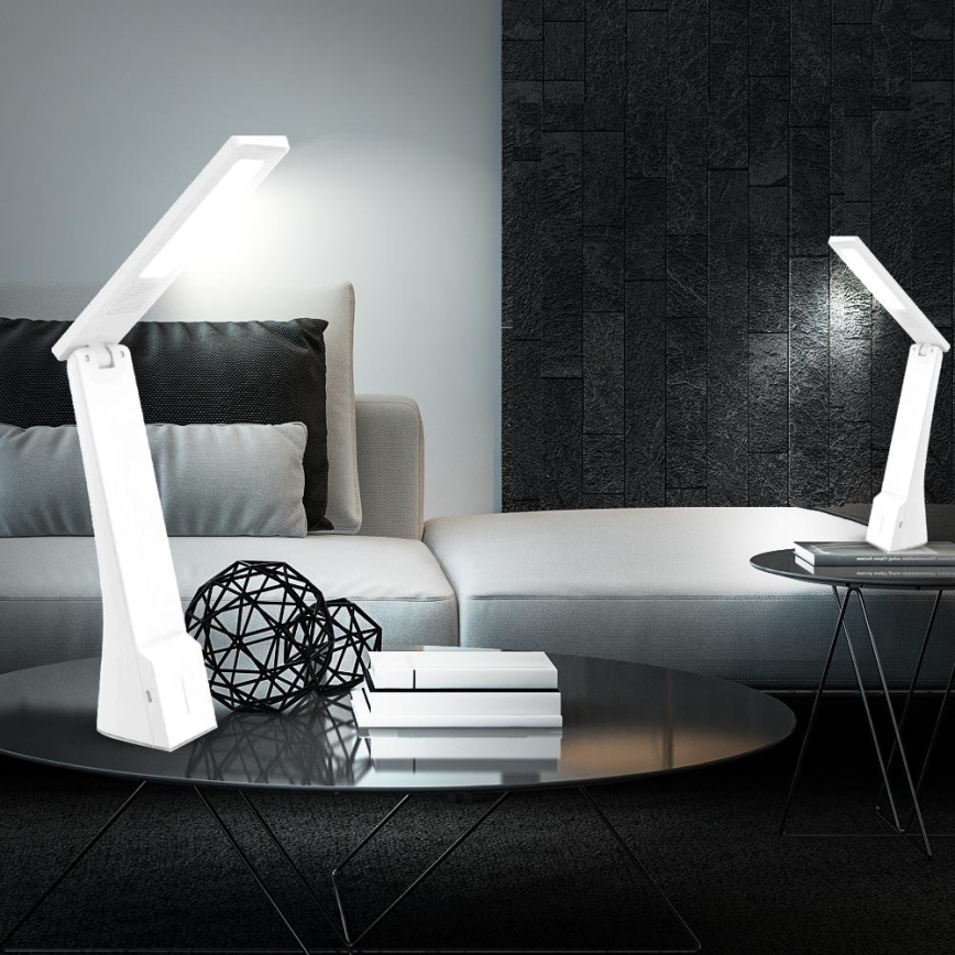 Lampe de table tactile rechargeable LED à intensité variable USB LED/4W/5V 1200 mAh 2700K-5700K blanche/argentée