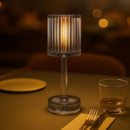 Lampe de table tactile rechargeable SIMPLE LED, 1W/5V, 3000–6000K, 2400 mAh, gris fumé