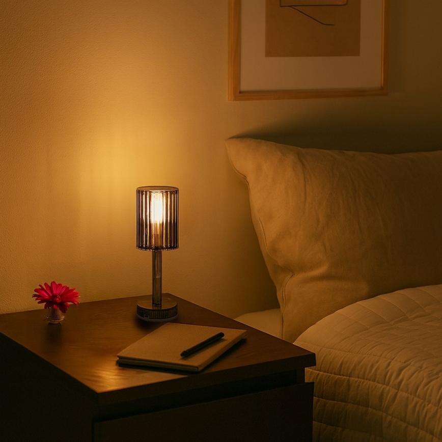 Lampe de table tactile rechargeable SIMPLE LED, 1W/5V, 3000–6000K, 2400 mAh, gris fumé