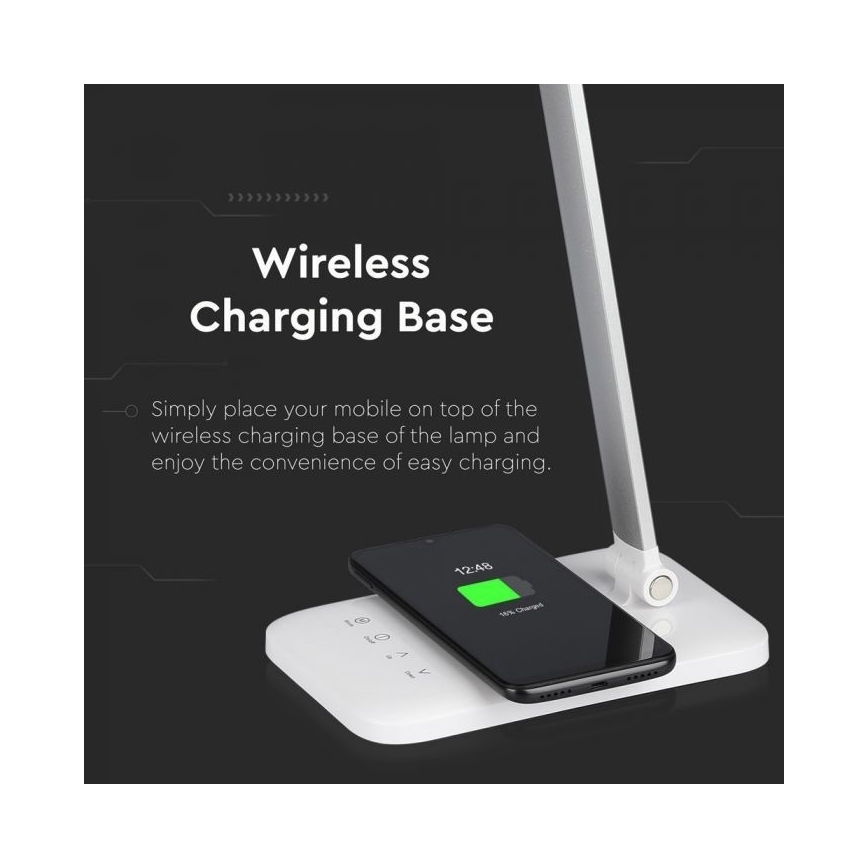Lampe de table tactile rechargeable USB LED/16W/230V avec chargement sans fil 2800K-5700K