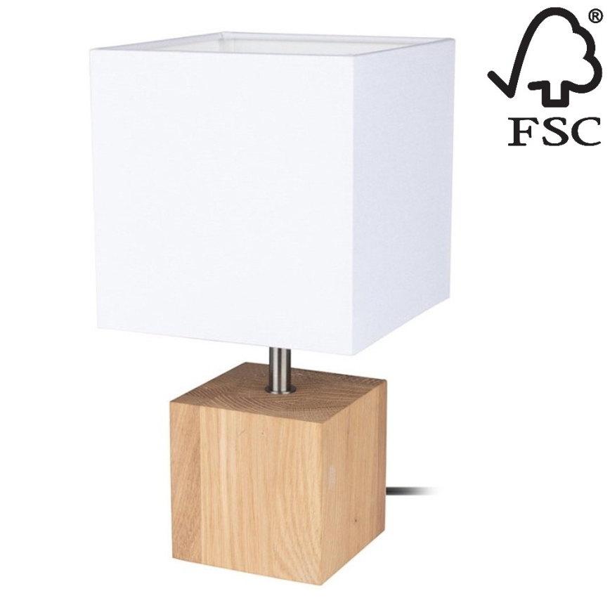 Lampe de table TRONGO SQUARE 1xE27/25W/230V chêne - certifié FSC