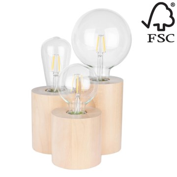 Lampe de table VINCENT 3xE27/15W/230V bouleau - certifié FSC