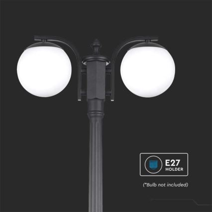 Lampe d'extérieur 2xE27/60W/230V IP44 199 cm noire