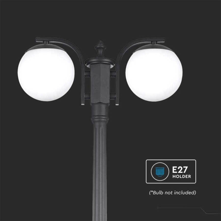 Lampe d'extérieur 2xE27/60W/230V IP44 199 cm noire