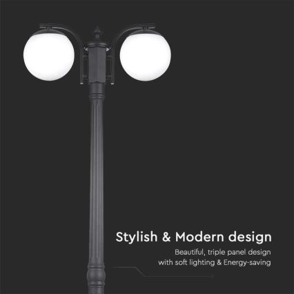 Lampe d'extérieur 2xE27/60W/230V IP44 199 cm noire