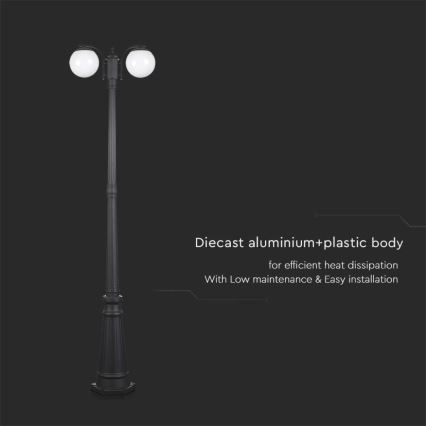 Lampe d'extérieur 2xE27/60W/230V IP44 199 cm noire