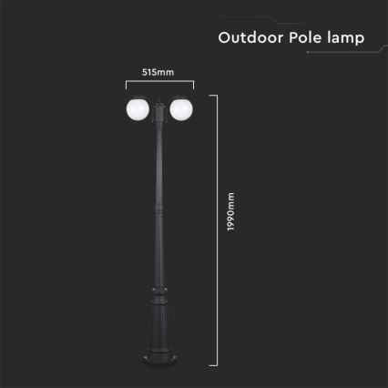 Lampe d'extérieur 2xE27/60W/230V IP44 199 cm noire