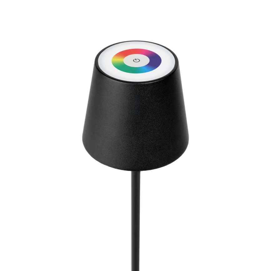 Lampe d'extérieur LED RGBW dimmable rechargeable LED/1,5W/4000 mAh 3000K IP44 noire