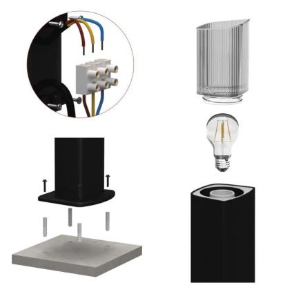 Lampe extérieur LANA 1xE27/25W/230V IP54 75 cm