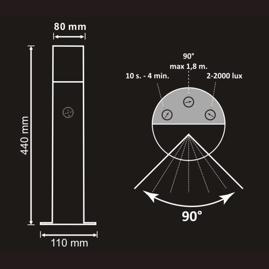 Lampe extérieure avec détecteur DALLAS 1xE27/12W/230V IP44 graphite