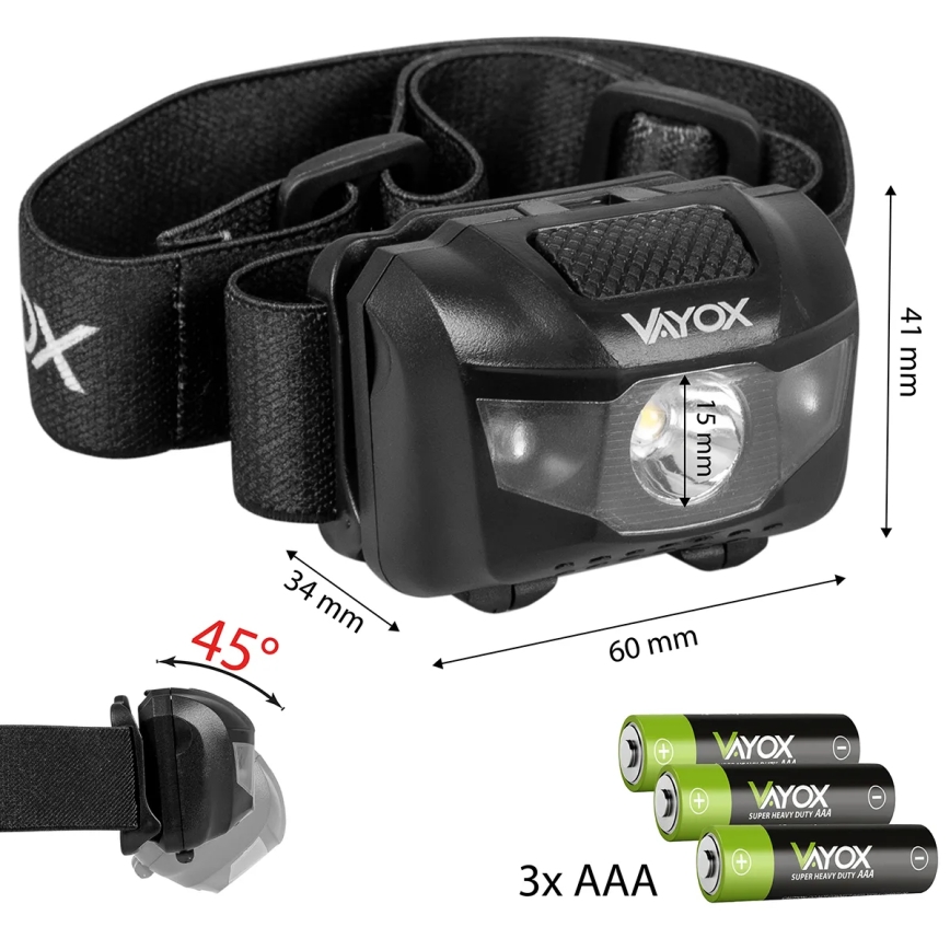 Lampe frontale à intensité variable 3xLED/3xAAA IPX4 100 brillant