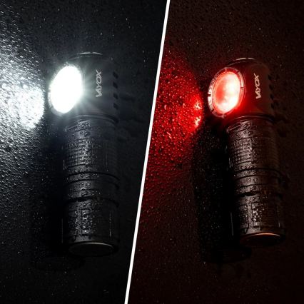 Lampe frontale LED rechargeable, à intensité réglable, 3 en 1, avec éclairage rouge LED/10W/5V IP66 500 lm 800 mAh