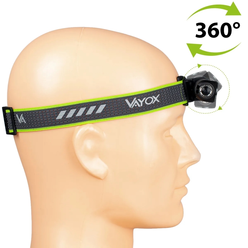 Lampe frontale LED rechargeable, à intensité réglable, 3 en 1, avec éclairage rouge LED/10W/5V IP66 500 lm 800 mAh