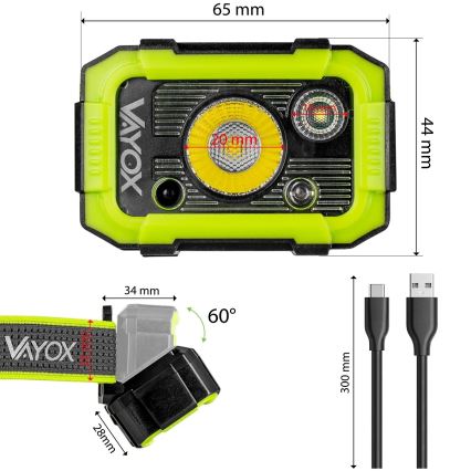 Lampe frontale LED rechargeable à intensité variable avec capteur LED/10W/5V IP66 750 lm 1500 mAh