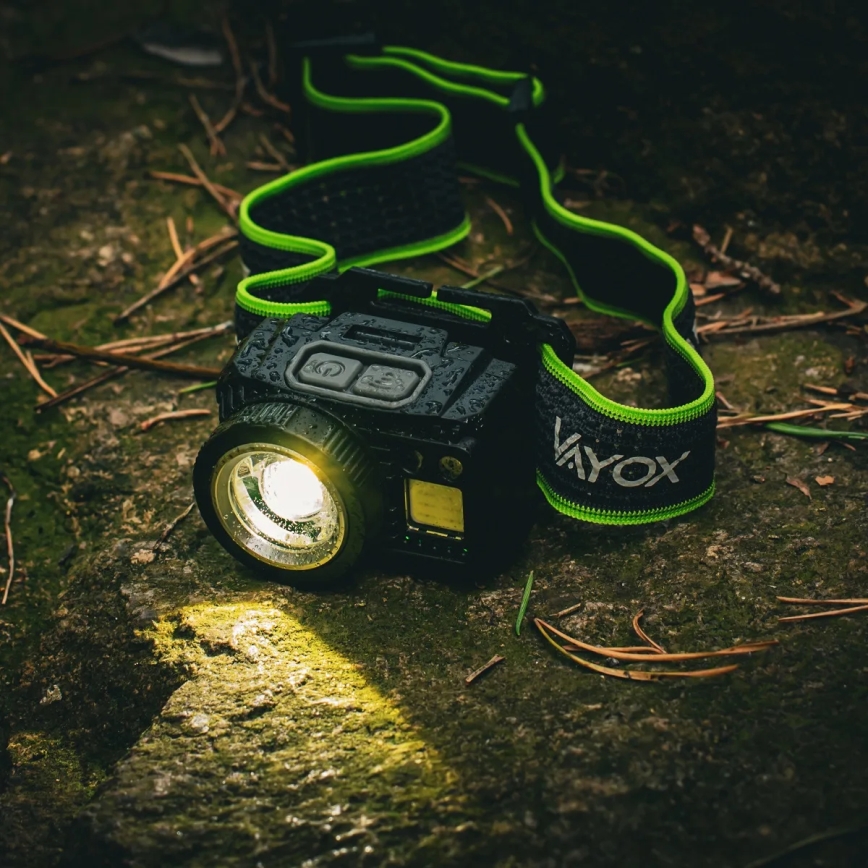 Lampe frontale LED rechargeable à intensité réglable, dotée d'un capteur et d'un éclairage rouge LED/6W/5V/3xAAA IP66 500 lm 1200 mAh