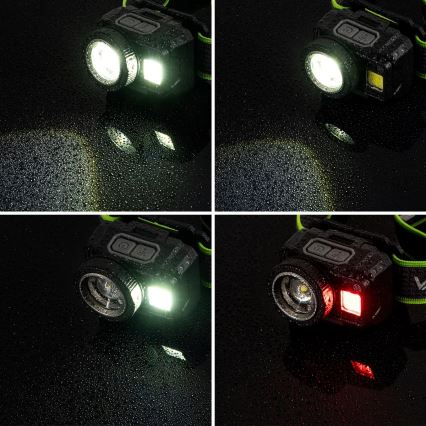 Lampe frontale LED rechargeable à intensité réglable, dotée d'un capteur et d'un éclairage rouge LED/6W/5V/3xAAA IP66 500 lm 1200 mAh