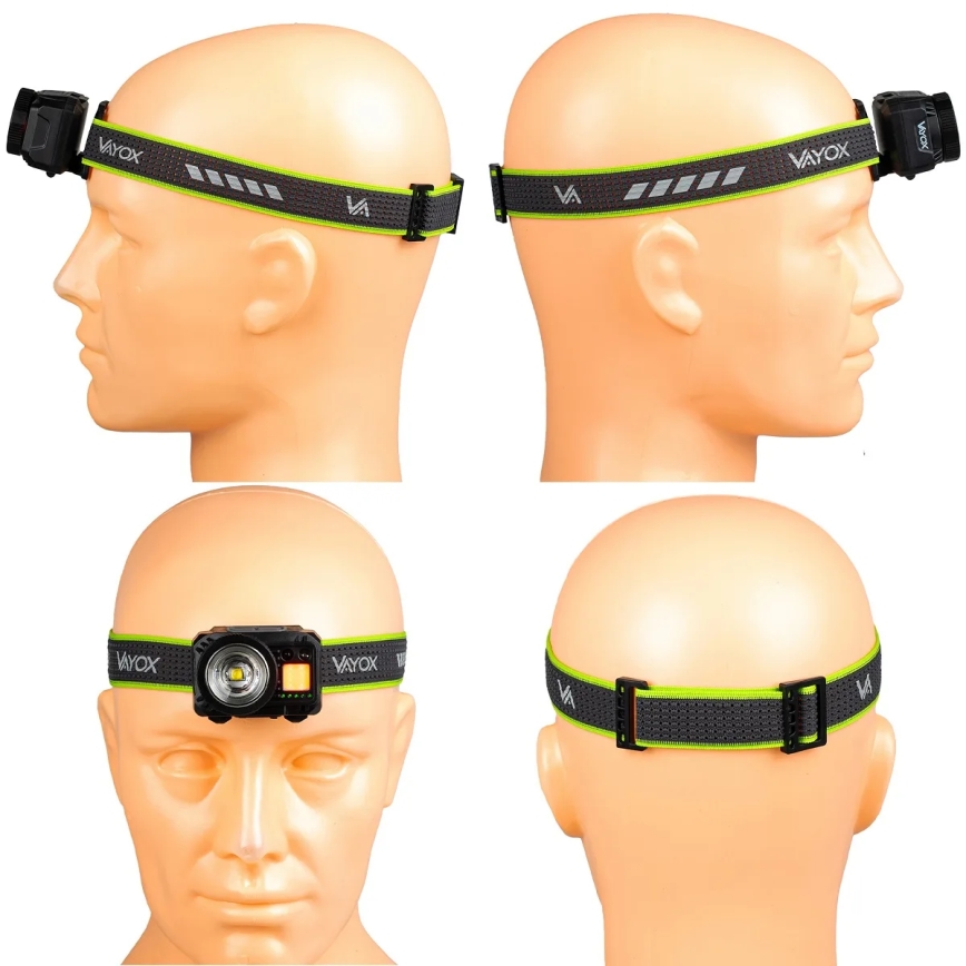 Lampe frontale LED rechargeable à intensité réglable, dotée d'un capteur et d'un éclairage rouge LED/6W/5V/3xAAA IP66 500 lm 1200 mAh