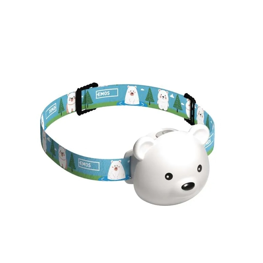 Lampe frontale LED rechargeable par USB 500 mAh, motif ours