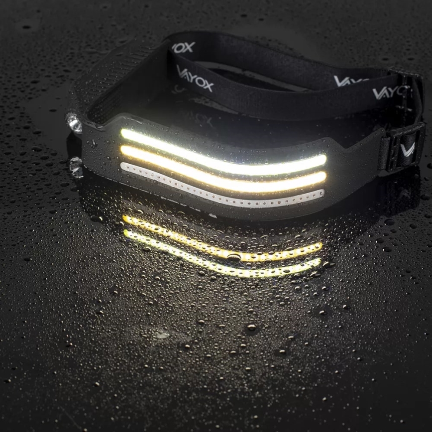 Lampe frontale rechargeable à intensité variable avec détecteur et éclairage rouge 4xLED/5V IP44 300 brillant 1200 mAh