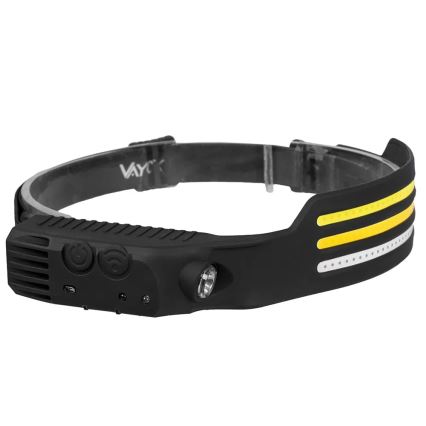 Lampe frontale rechargeable à intensité variable avec détecteur et éclairage rouge 4xLED/5V IP44 300 brillant 1200 mAh