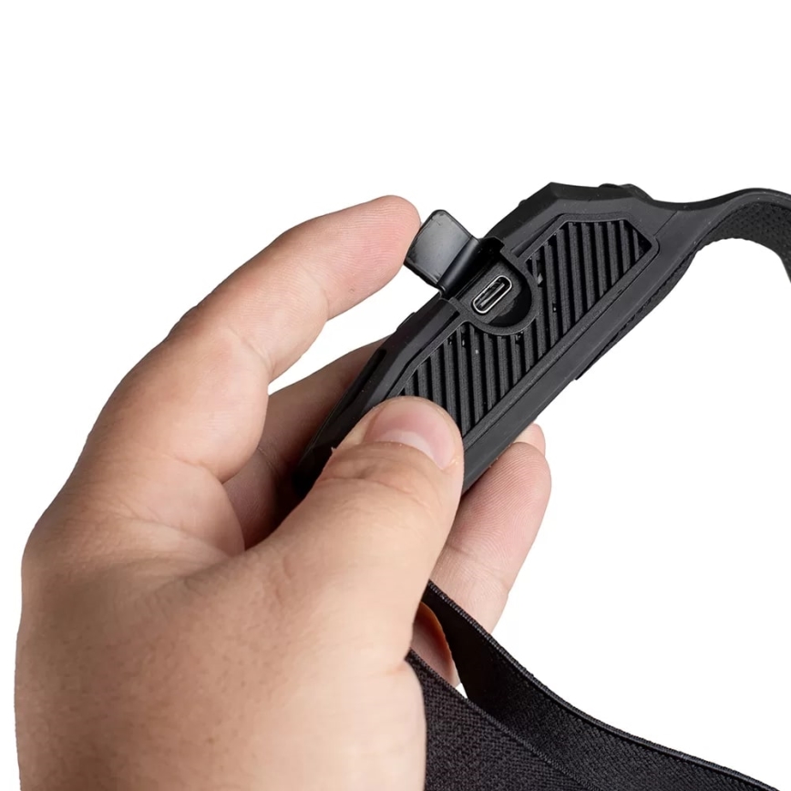 Lampe frontale rechargeable à intensité variable avec détecteur et éclairage rouge 4xLED/5V IP44 300 brillant 1200 mAh