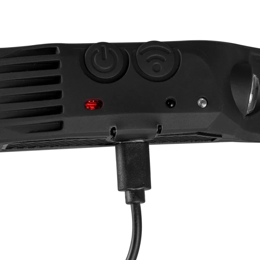 Lampe frontale rechargeable à intensité variable avec détecteur et éclairage rouge 4xLED/5V IP44 300 brillant 1200 mAh