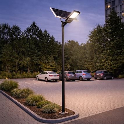 Lampe de rue LED dimmable avec capteur et panneau solaire KOBRA LED/400W/3,2V 24000 mAh IP65 anthracite + télécommande