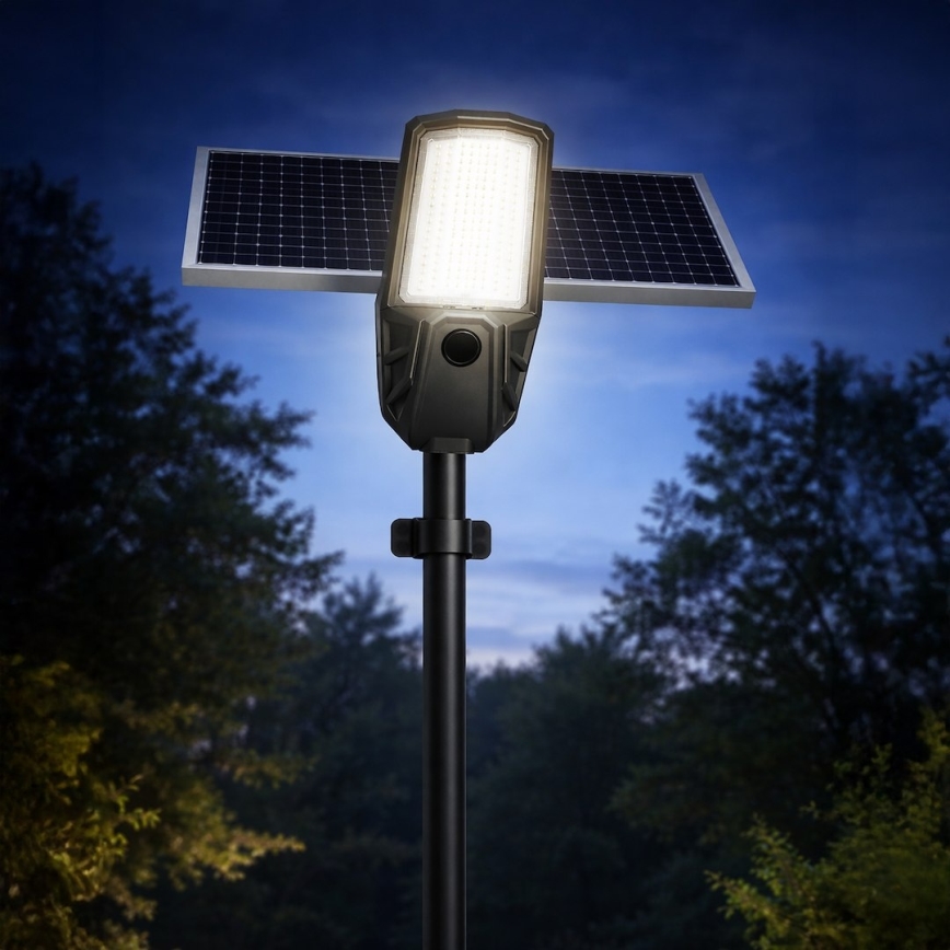 Lampe de rue LED dimmable avec capteur et panneau solaire KOBRA LED/400W/3,2V 24000 mAh IP65 anthracite + télécommande