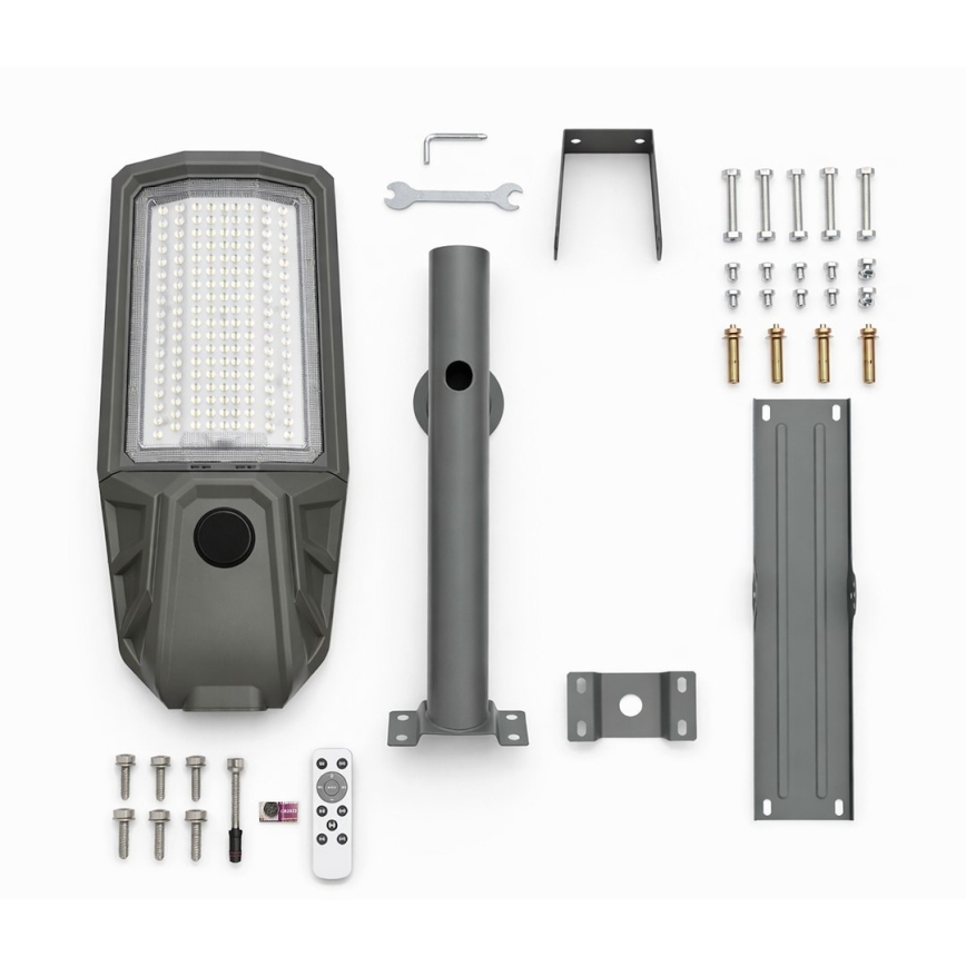 Lampe de rue LED dimmable avec capteur et panneau solaire KOBRA LED/400W/3,2V 24000 mAh IP65 anthracite + télécommande
