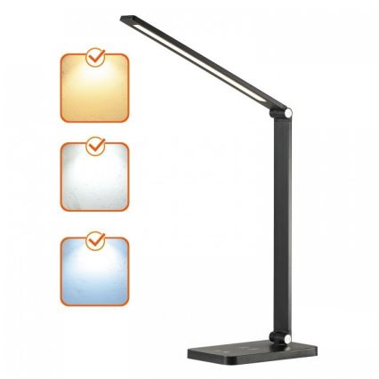 Lampe de bureau LED dimmable avec charge sans fil QI NOBLITE Q LED/7W/230V 3000/4000/6500K noire