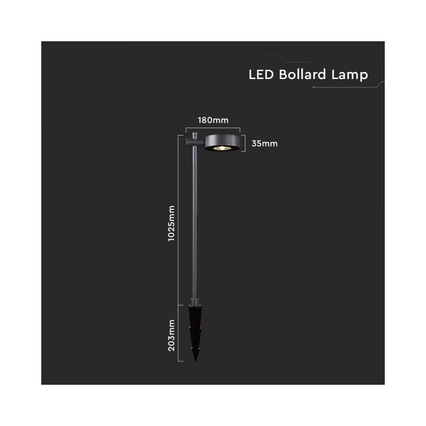 Lampe LED d'extérieur 7W/230V 3000K IP65 noire 102 cm