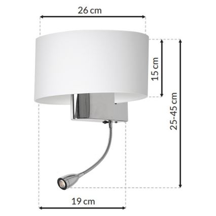 Lampe murale CASINO 1xE27/60W/230V + LED/1W/230V blanche