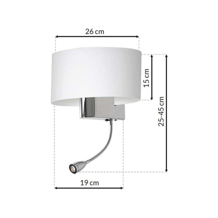 Lampe murale CASINO 1xE27/60W/230V + LED/1W/230V blanche