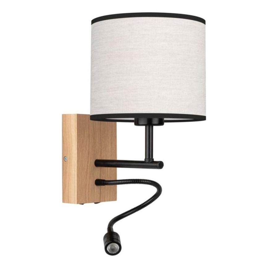 Lampe murale LED BOHO 1xE27/25W/230V + LED/1W/230V chêne