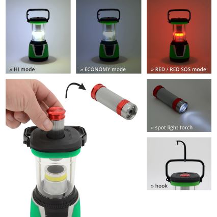 Lampe portable LED/3xLR20 IP44 noire/verte + télécommande