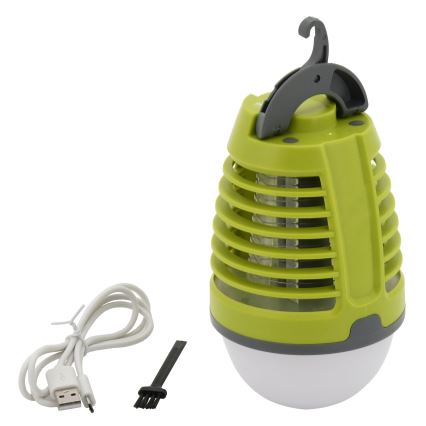 Lampe portable rechargeable avec piège à insecte LED/2W/3,7V 1800 mAh IPX4 verte