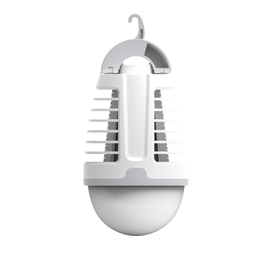 Lampe portable rechargeable avec piège à insectes LED/5W/1800 mAh IPX4 blanc/gris