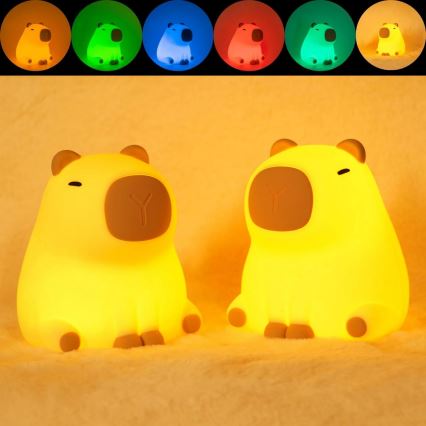 Lampe tactile pour enfants RGBW à intensité variable LED/1W/5V USB 1200 mAh capybara