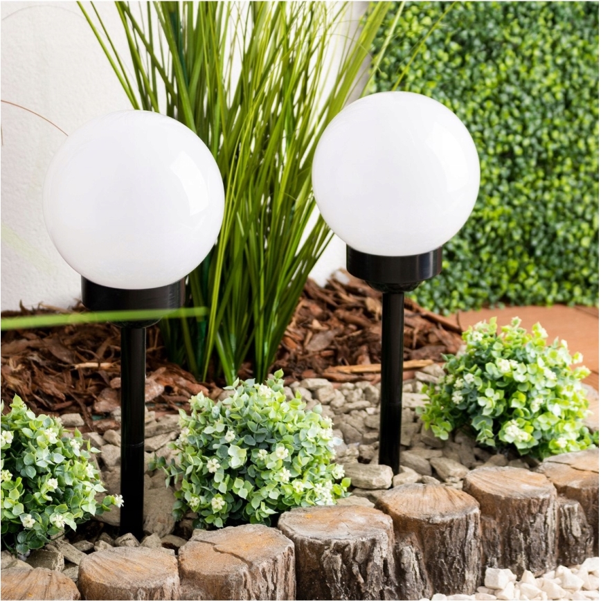 Lampe solaire à LED, 1,2 V, 6500 K, 200 mAh, Ø 10 cm, IP44, blanc/noir