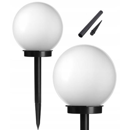 Lampe solaire à LED, 1,2 V, 6500 K, 200 mAh, Ø 10 cm, IP44, blanc/noir