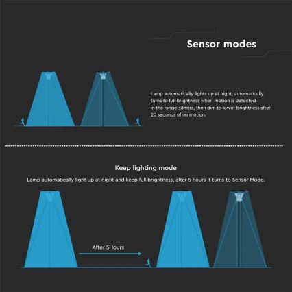 Lampe solaire avec détecteur LED/15W/3,2V 4000K/6000K IP65 6000 mAh