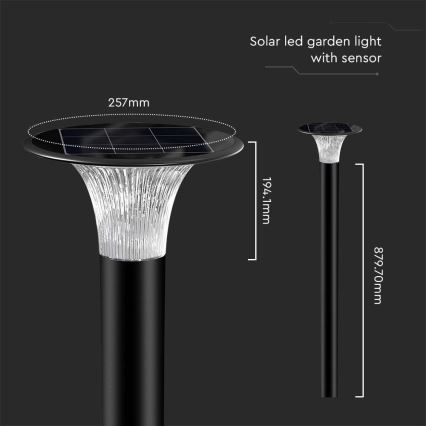 Lampe solaire avec détecteur LED/15W/3,2V 4000K/6000K IP65 6000 mAh