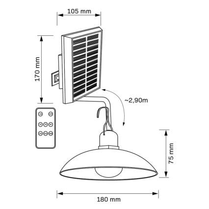 Lampe solaire CELINA LED/1,8W/3,7V IP44 + télécommande