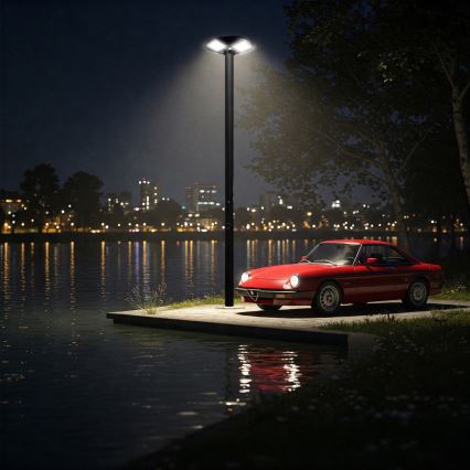 Lampe solaire de rue LED à intensité réglable avec capteur LED/15W/6V 11000 mAh 6500K IP65 noire + télécommande