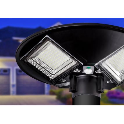 Lampe solaire de rue LED à intensité réglable avec capteur LED/15W/6V 11000 mAh 6500K IP65 noire + télécommande