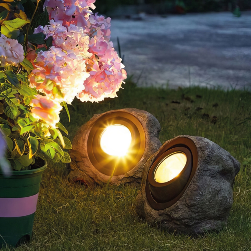 Lampe solaire LED 1,2 V 1000 mAh IP44 aspect pierre