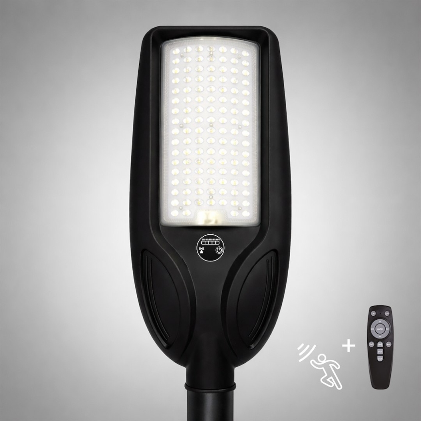 Lampe solaire de rue LED dimmable avec capteur VENICE LED/100W/3,2V 6000 mAh IP65 noire + télécommande