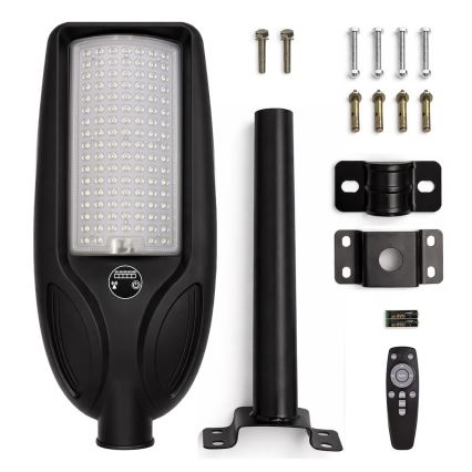 Lampe solaire de rue LED dimmable avec capteur VENICE LED/100W/3,2V 6000 mAh IP65 noire + télécommande
