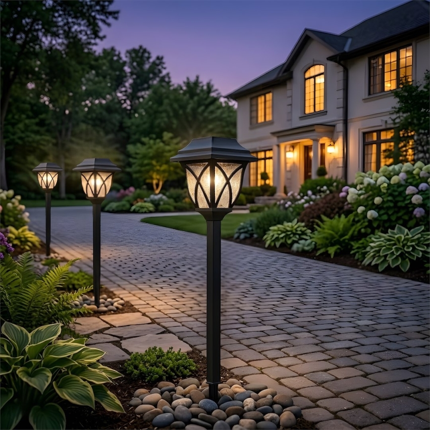 Lampe solaire LED LAWN, 1,2 V, 100 mAh, 3000 K, 44 cm, IP44, noire
